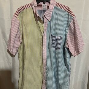 Brooks Brothers Pink and Yellow Casual Button Down Shirt